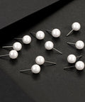 Hypoallergenic 8mm Imitation Pearl Stud Earrings Set for Women, 12 Pairs, Surgical Stainless Steel Back, Round Ball Pearls, Everyday Sparkle, Nickel Free, Comfortable All Day Wear on black background