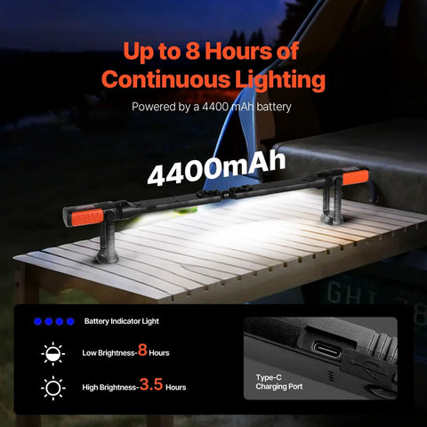 Cordless Mechanic Work Bar With Magnetic Base, 1450 Lumens Ultra Bright LED Underhood Light on wooden table