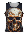 Mens Metal Gear Skull Graphic Tank Top Quick Dry Cotton Sleeveless Muscle Tee showing front skull design, large size.