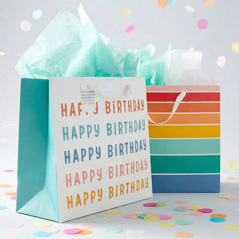 Birthday Gift Bags Set Of 2 Large 16 Inch Gift Bags With Handles Includes Matching Tissue Paper Cards And Stickers Reusable