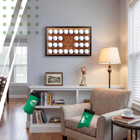 Personalized Golf Ball Display Frame With DIY Letter Stickers Holds 28 Balls Wall Mounted Cabinet Rack Perfect Gift For Golfers