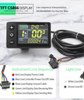 TFT CS866 display for Knockout Electric Bike Brushless Controller 40 Amp Sine Wave with wiring details and line sequence.