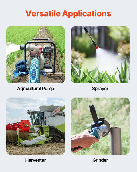 Versatile applications of 0.75 HP electric motor for agricultural pump, sprayer, harvester, and grinder use