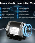 Half Horsepower 115 Volt 60 Hz 1725 RPM Belt Drive Fan Motor With 48 Frame For HVAC Systems Reversible Rotation Class B Insulation Thermal Protection And Long Lasting Quiet Operation, side view