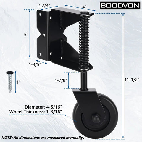 Heavy Duty Gate Wheel Casters For Outdoor Wooden And Fence Gates, Spring Loaded Wheel With 360 Degree Swivel, Shock Absorbent Rollers