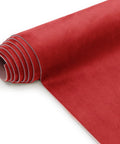 Red Micro Suede Headliner Fabric With Foam Backing And Flame Retardant For Car in rolled form, close-up view