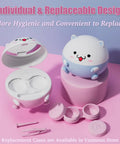 Contact Lens Cleaning Machine With Solution Soak Case And Applicator Tool Travel Size Pink