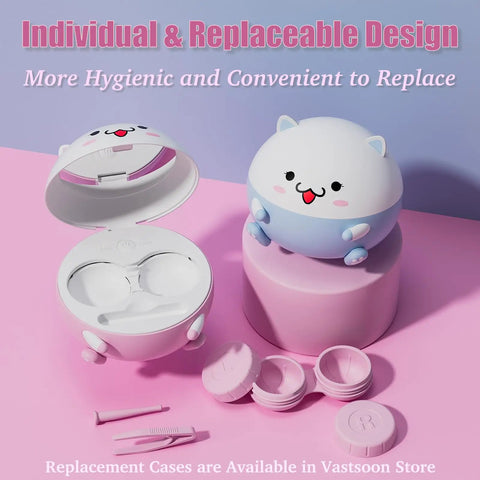 Contact Lens Cleaning Machine With Solution Soak Case And Applicator Tool Travel Size Pink