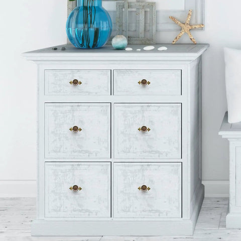 Vintage Style Round Drawer Knobs For Dresser Cabinet Cupboard Wardrobe Pull Handles With Screws Pack Of 6 Golden Antique Brass Retro Look Ready For Easy DIY Cabinet Makeover on white dresser