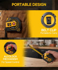 Heavy Duty 2 In 1 Laser Tape Measure 197 Ft Digital Distance Meter with belt clip and autolock for easy use in construction and DIY tasks.