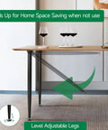 3 In 1 Metal Folding Table Legs With Adjustable Floor Protectors For Round Or Square Tables shown folded under wood table