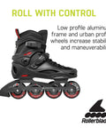RB 80 Inline Skates Black Red Size 8 For Men And Women, Super Comfortable Fit, Lightweight Frame, Smooth Wheels, Side View