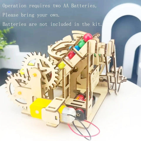 3D Wooden Roller Coaster Puzzle With Hands On Motorized Marble Run Kit Featuring Gears And Tracks, Laser Cut Wood Construction