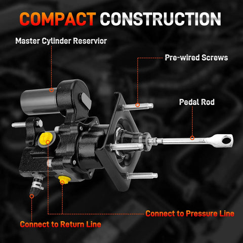 Hydraulic Power Brake Booster For Ram Trucks 2011-2018 Compatible With 2500 3500 4000 4500 5500 V8 compact construction