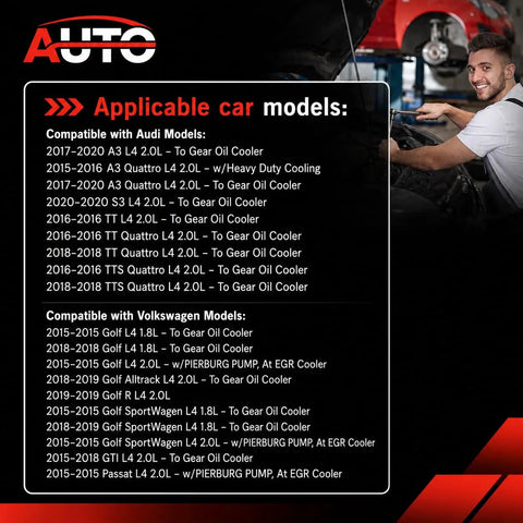 Applicable car models list for Heavy Duty Engine Coolant Auxiliary Water Pump Fit For Audi Seat Skoda Volkswagen 16 18 20 Tdi Engines.