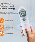 Non Contact Forehead Thermometer For Baby And Adults, FDA Cleared, Medical Grade Accuracy, Fast Fever Check, Family Friendly Infrared Thermometer For Home Use, white handheld unit
