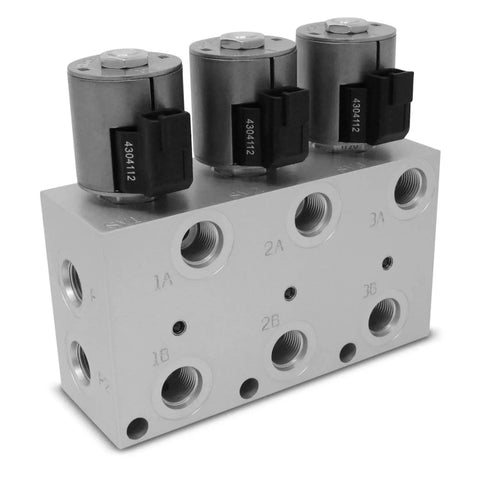 Hydraulic Multiplier Kit With Three Way Circuit Selector Valve And Switch Box Control, silver metallic block, 3 outlets