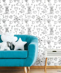 Disney Mickey Mouse Icons Silver Peel And Stick Wallpaper Easy To Apply No Mess Removable And Repositionable