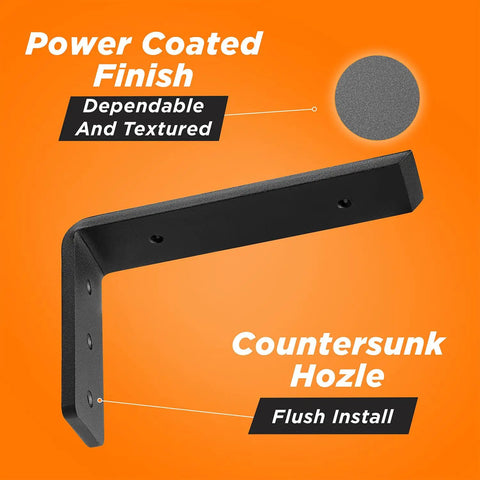 Solid As A Rock Eight Inch Countertop Support Brackets Premium Zinc Plated Heavy Duty Steel L Braces showing textured finish.
