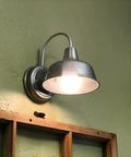 Gooseneck Barn Light Mason Farmhouse Outdoor Wall Sconce For Porch And Patio In Galvanized Gray, 10 Inch Diameter, mounted on wall