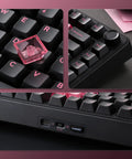 Pro Level 75 Percent Wireless Mechanical Keyboard Featuring Gasket Mount Design with pink keycap and multimedia control knob.
