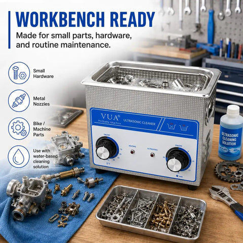 3L Ultrasonic Cleaner With Heater 40kHz Pro Jewelry Cleaner With Timer Control Stainless Steel Sonic Cleaner on workbench