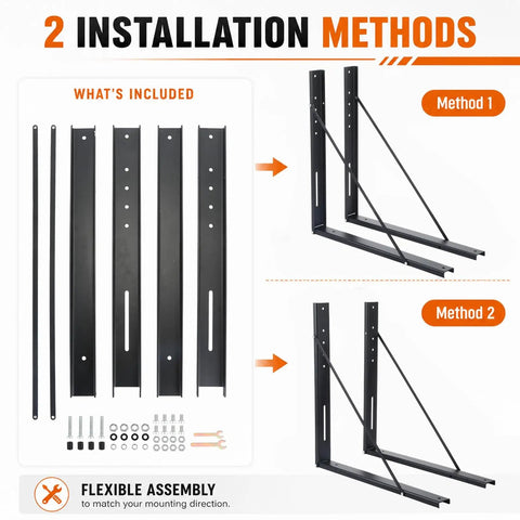 Set Of 2 Steel Truck Tool Box Mounting Brackets 24 By 24 Inch Underbody Mounting Kit assembly methods illustration
