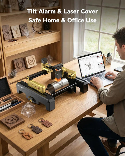 3W Laser Engraver Portable Cutter Machine With App Control Height Riser And Protective Case for DIY crafting on a table