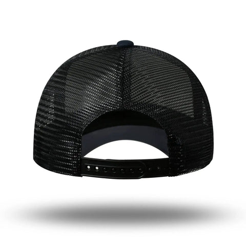 Back view of American Flag Trucker Hat Snapback For Men And Women Unisex Breathable Mesh Sides Adjustable Fit Casual Everyday Wear Cap