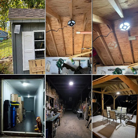 2 Pack Solar Shed Lights With Motion Sensor, 5 Modes, 180 LED 360 Degree Bright Solar Light illuminating sheds and outdoor areas