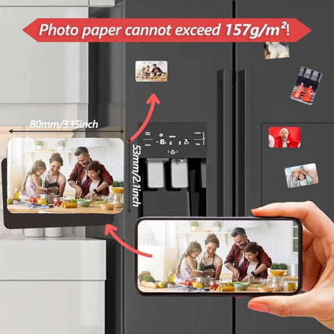 Dope DIY Fridge Magnet Maker Kit With Photo Magnet Machine And Press System, sample photo magnet on black fridge