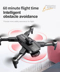 Foldable 4K Drone With Dual Cameras And 110 Degree Wide Angle Adjustable Height in flight with obstacle avoidance feature.