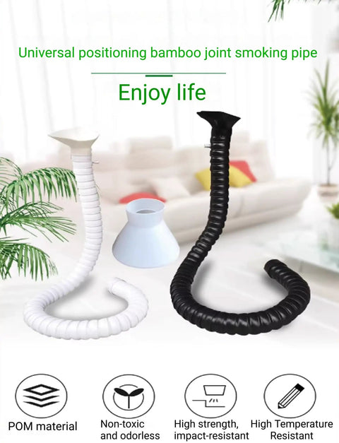 Universal positioning bamboo joint smoking pipe in black and white, made of POM material for a high strength, heat-resistant use.
