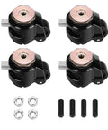 Heavy Duty Swivel Caster Wheels Set Of Four Retractable Thread Stem Castors With Leveling Arms For Workbenches Machinery And Furniture Heavy Load No Sweat Smooth Glide, displayed with hardware.
