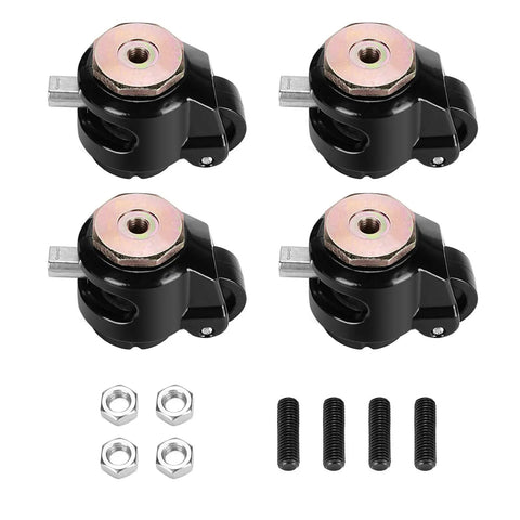 Heavy Duty Swivel Caster Wheels Set Of Four Retractable Thread Stem Castors With Leveling Arms For Workbenches Machinery And Furniture Heavy Load No Sweat Smooth Glide, displayed with hardware.