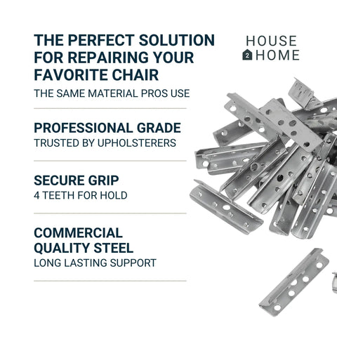 Metal End Clips For Rubber Webbing Upholstery Repair For Sofas And Chairs Includes Clear Instructions 20 Pack