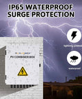 Heavy Duty 6 String Solar Combiner Box With Stout Metal Enclosure, 20A Fuse Protection, IP65 waterproof on brick wall outdoors