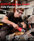 Man using Cordless 4-1/2 Inch Angle Grinder With 21V Brushless Motor Includes 2x4.0Ah Batteries Adjustable 3-Speed With LED Built