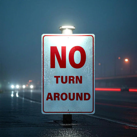 No Turn Around Sign Reflective Aluminum, Keeps Ya Seen In Darkness, Driveway Dead End Safety Marker, Heavy Duty Weather Proof 18X12 Inch Sign.