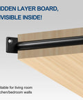 12 Pack 6 Inch Black Solid Steel Floating Shelf Brackets Hidden Concealed Shelf Supports For Floating Wood Shelves Installed View