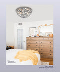 12 Inch Crystal Ceiling Light Two Light Modern Chrome Flush Mount Fixture for Dining Room and Living Room in bedroom setting