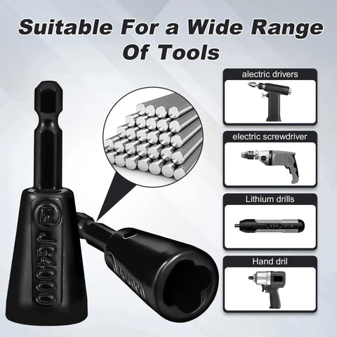 Multifunctional Wire Twister Tool Set For Drill with compatibility details for various tools including electric screwdrivers, drills.