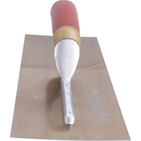 PermaShape Finishing Trowel 12 X 5 Inch With DuraSoft Handle Golden Stainless Steel Blade Broken-In Edge Made In USA Concrete Tool