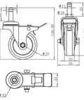 Super Smooth 3 Inch Swivel Caster Wheels Set Of 4 With 7/16 Inch Stem Heavy Duty Locking Casters technical drawing.