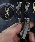 Three In One Lighter With Multitool Keychain Bottle Opener Portable Waterproof Ignite Tool attached to pants loop.