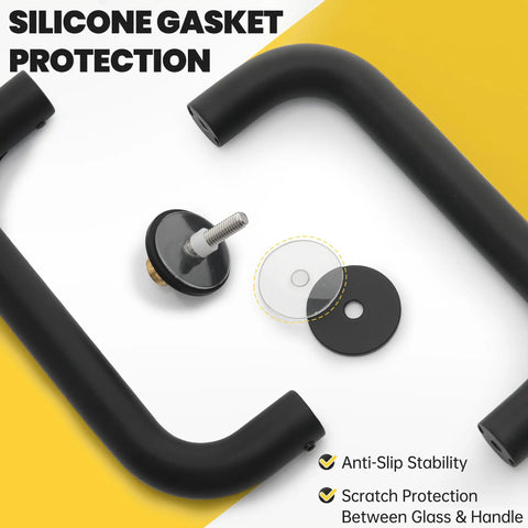 Sleek Matte Black Shower Door Handle With Six Inch Center To Center And Heavy Duty 304 Stainless Steel Round Tube Design For Rust Resistant Bathroom Hardware That Is Built Different Now, featuring silicone gaskets and mounting hardware.