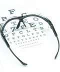Genesis Series Reader Style Safety Glasses With Bifocal Lenses One To Three Diopters Dual 9 Base displayed on eye chart