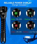 Beast Mode Bright Scuba Dive Flashlight With 6800 Lumens For Deep Night Dives And Cave Explorations, power display indicators.