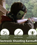 Person using Electronic Shooting Ear Protection With Sound Amplification And Active Noise Reduction Earmuffs For Gun Range