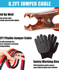 8.2ft jumper cable and gloves from Grab And Go Portable Car Roadside Emergency Kit With Compact Organizer Bag Black Your Must Have Safety Gear For Breakdowns And Flat Tires Easy Access In Backseat Or Trunk